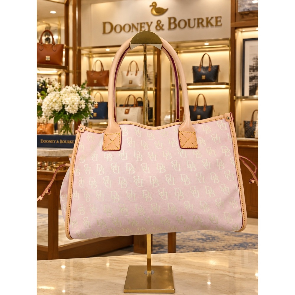Dooney & Bourke Pink Monogram Canvas Tote Bag Leather Trim K9425837